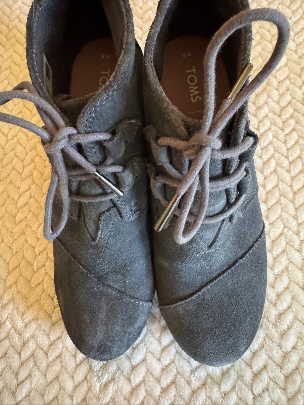 TOMS Desert‎ Wedge Grey Suede Lace Up Ankle Booties Womens 8 - Picture 8 of 10